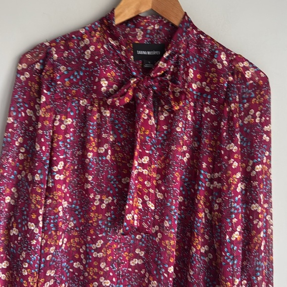 Sabina Musayev Hazel Floral Tie Neck Blouse Small - Picture 5 of 15